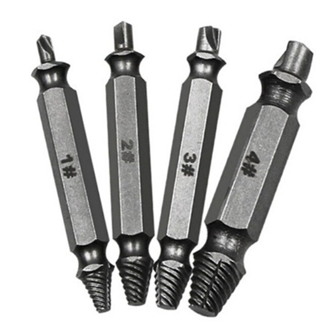 1/4PCS S2 quick Damaged Screw Extractor Screw bits drill Kit Damaged Extractor Broken Speed Out Drill Bits Remover screw tool: 4PCS set Gray