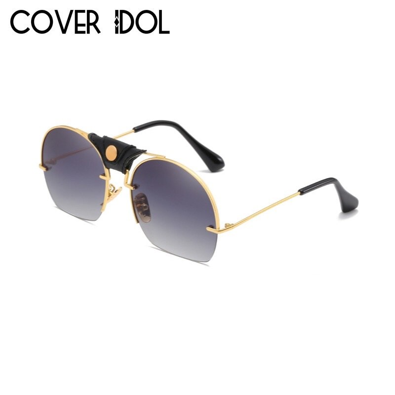 Klassieke Zonnebril Voor Mannen en Vrouwen Semi Randloze Smart Zonnebril Unisex Zonnebril Oculos de Sol UV400: Gold w Smoke