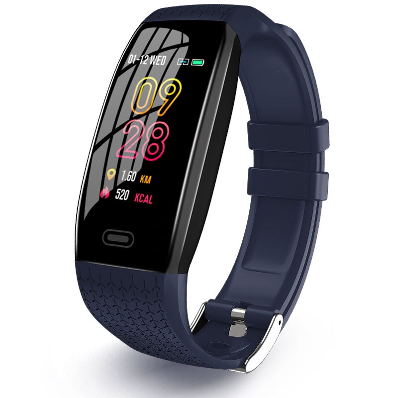 Letike T5 Smart Bracelet men watch real-time monitor temperature & heart rate best Couple Fitness Tracker pink fit women: Blue