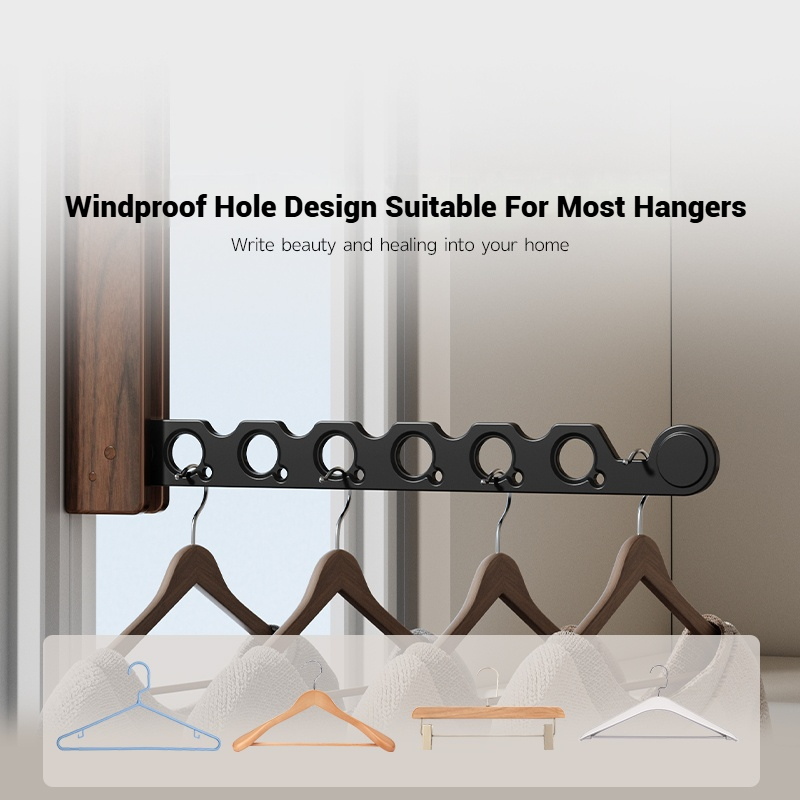 Wood Clothes Hanger Wall Mounted Drying Rack, Collapsible , and Invisible Clothing Organizer for Efficient Space Saving