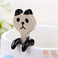 Hangable Novelty Funny Animal Ceramic Coffee Spoon Stirring Spoon Dinner Spoon Teaspoon for Children Kids Pig Frog Bear Cat: panda