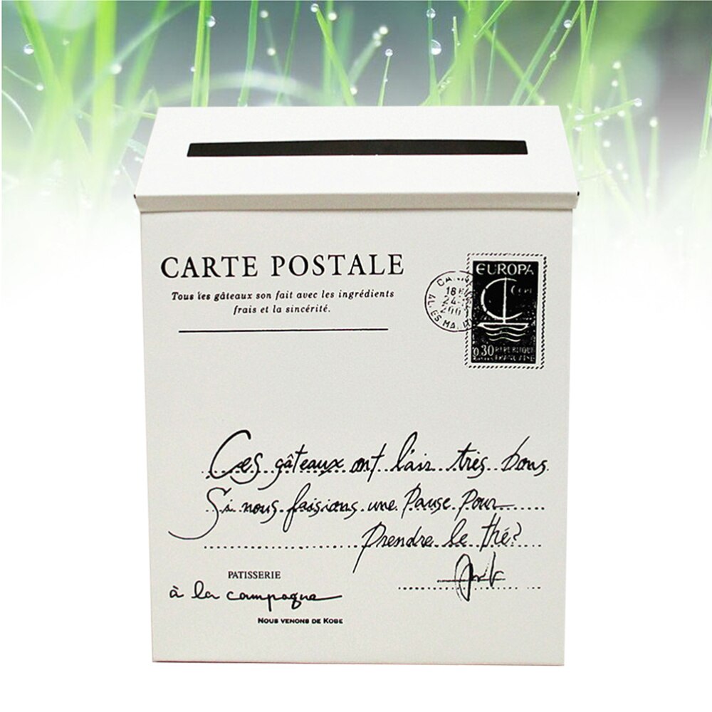 Post Box Mailbox Home Wall Decoration Ornament Photo Prop(Beige White): White