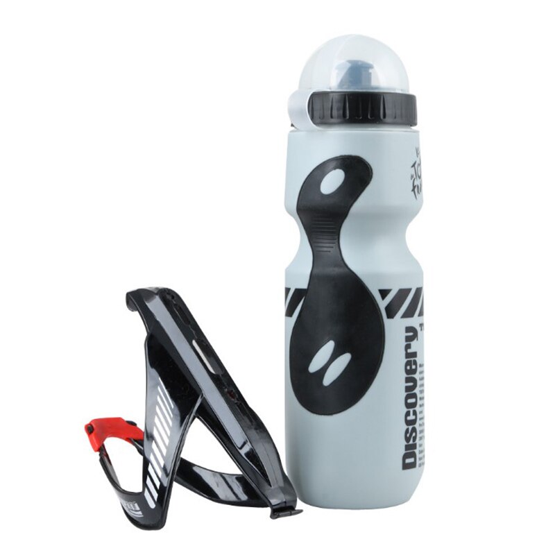 Mountainbike Water Drink Fles + Houder Outdoor Sport Draagbare Water Fles 650Ml: gray