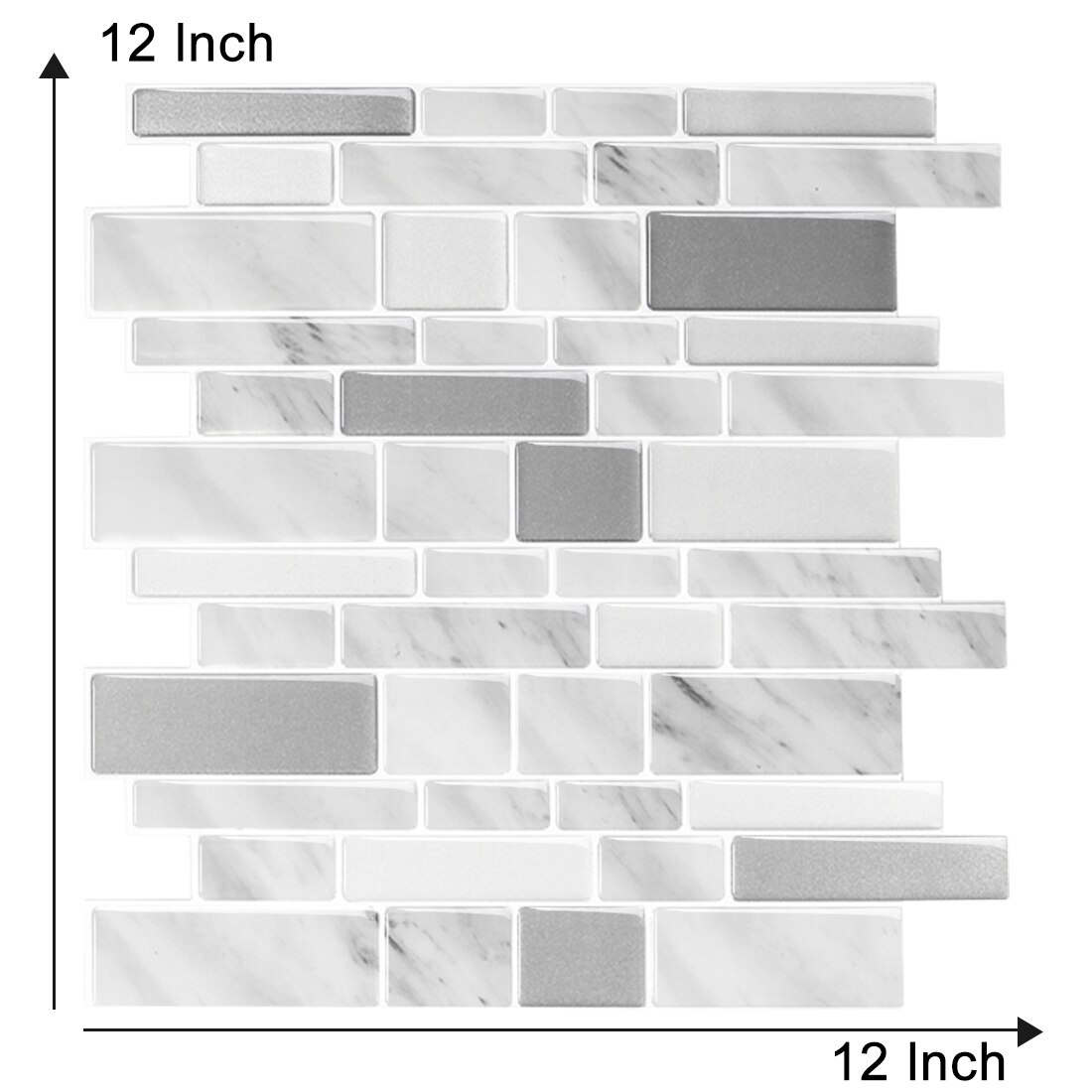 2.5MM High-Grade Gray Subway Tiles 3d Self-Adhesive Waterproof Tile Stickers Bathroom Splash Backsplash Easy To Cut（30.5*30.5cm）: HB302