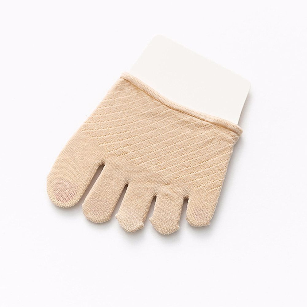 Summer Cotton Half Palm Five Fingers Socks Ladies Invisible Thin High Heel Front Foot Open Toe Hosiery Non-slip: Nude full toes