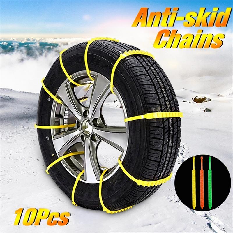 10 pcs Carro Pneu De Neve Anti-skid Correntes Correntes Nos Pneus De Neve Cinto Cabo Fit Largura Do Pneu do Pneu Da Roda 175 -295 botas de Neve de Inverno Chuva Ferramenta