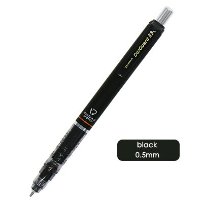 Lápis mecânico zebra delguard, lápis para escola, 1 peça, anti-quebra, núcleo mecânico, de alta qualidade: 05black