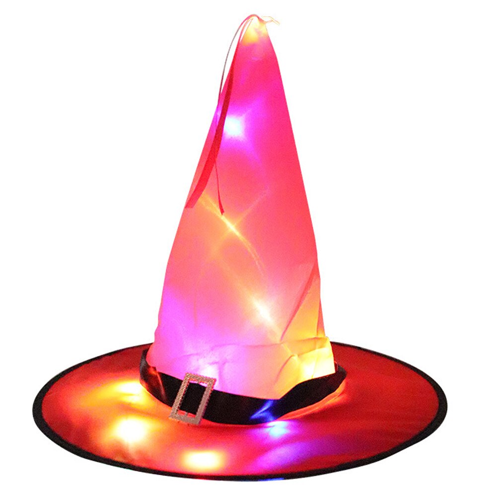 Halloween LED chapeau lumineux fête décoratif brillant sorcière chapeau enfants: Red