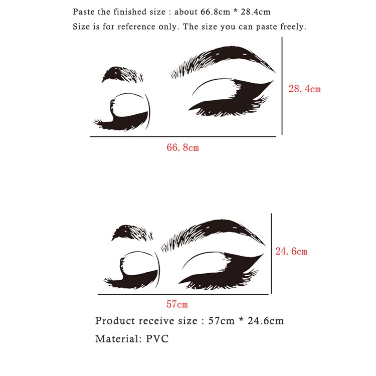 Pegatina de pared de pestañas bonitas, ojos grandes para habitación de niña, decoraciones para el salón, papel tapiz para el hogar, calcomanías de arte para dormitorio, pegatinas sexys: Panttern 2