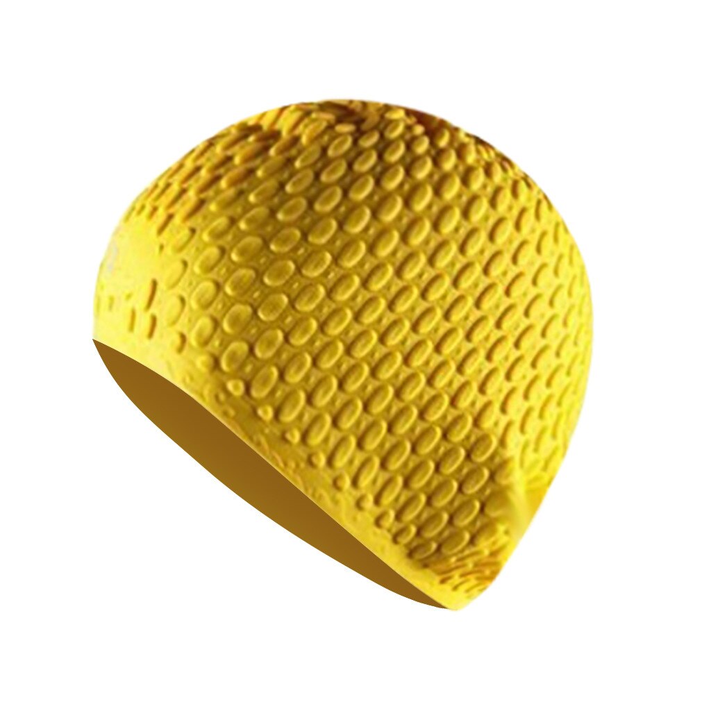 Silicone Waterproof Swimming Caps Protect Ears Long Hair Sports Swim Pool Hat Swimming Cap Free Size For Men & Women Adults #4: Yellow