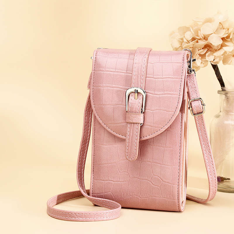 Mini crossbody tasker kvinder mobiltelefon taske dame pung blød læder klap kvindelig lille messenger skulder taske bolsa sac: Lyserød