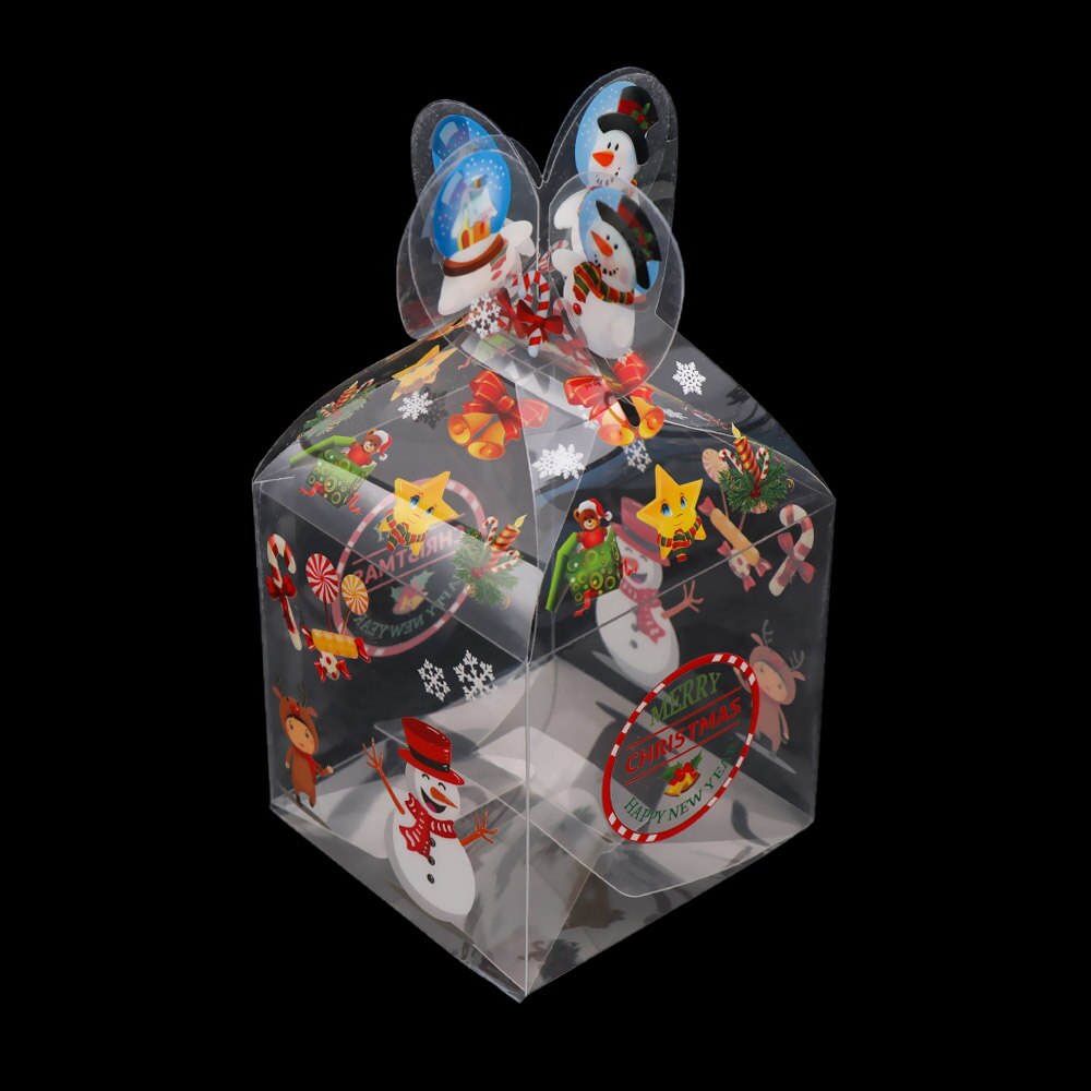 1 Pza PVC caja de dulces transparente muñeco de nieve alce Reno manzana cajas Navidad decoración embalaje suministros para fiestas