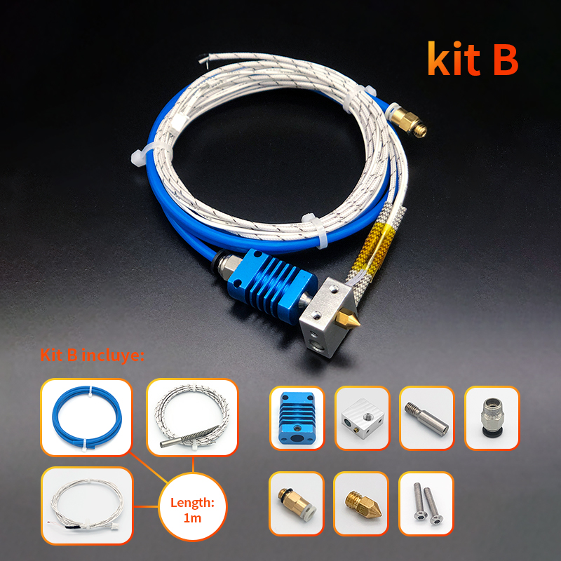 1/Set MK8 Extruder End Kit For Ender 3 CR10 Printer 1.75mm 0.4mm Nozzle Aluminum Heating Block For 3D Printer Parts: 24V / Kit B