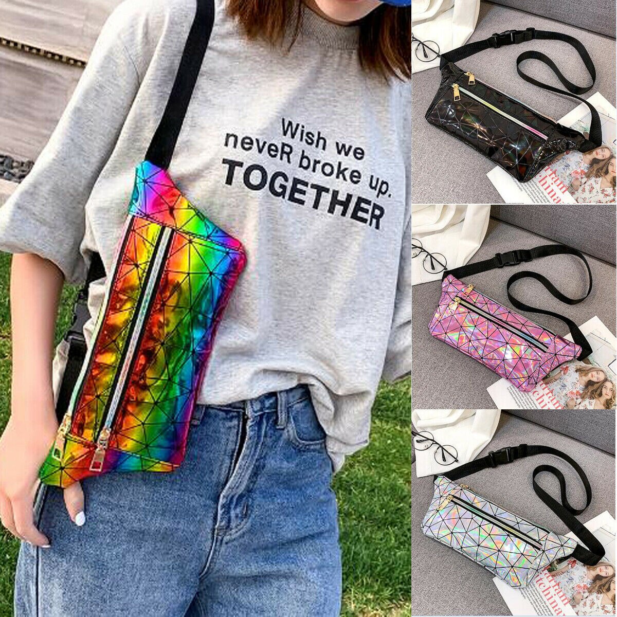 Dames borsttas pu leer felle kleur geometrie hip hop pochete sling messenger bag