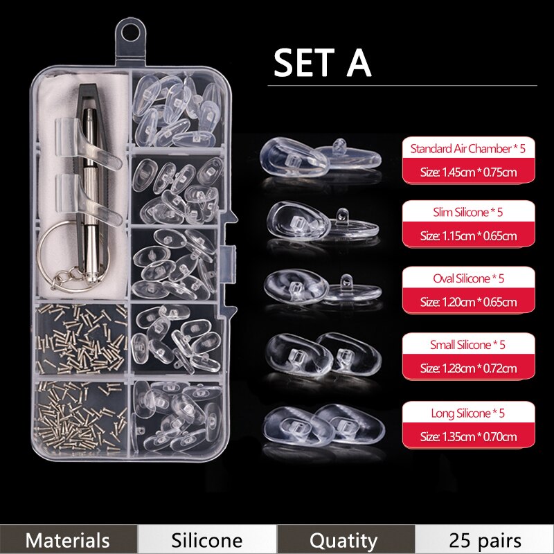 Pehmeät nenätyynyt silmälaseihin silikoniset nenätyynyt silmälaseihin aurinkolasien ruuvit: A