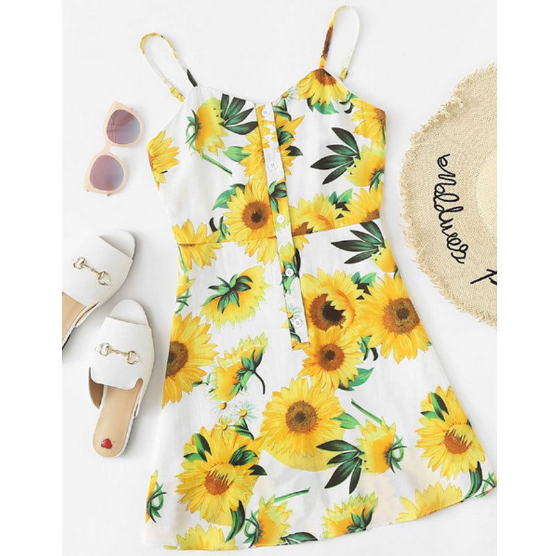 vrouwen Boho Bloemen Jurk Dames Chiffon Zomer Feestavond Strand Korte Mini Jurk Zonnejurk Nieuw in