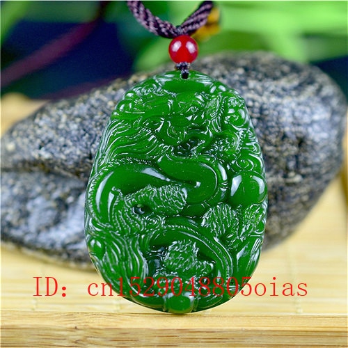Natuurlijke Groene Chinese Jade Draak Hanger Ketting Mode Accessoires Charm Sieraden Gesneden Amulet Voor Vrouwen Mannen