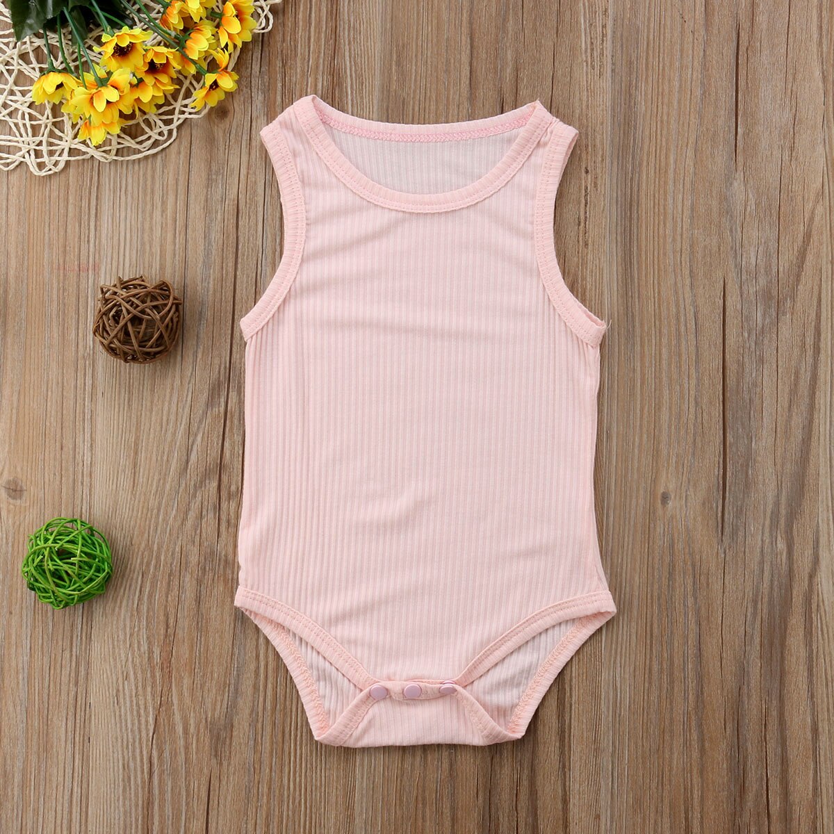 Baby Jongen Meisje romper katoen mouwloze gestreepte Zomer Romper Katoenen Kleding Outfits 0-24 m: Roze / 6m