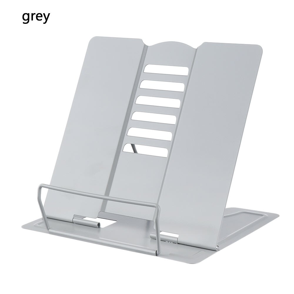 1PC Portable Metal Adjustable Reading Book Holder Foldable Document Shelf Bookstand Display Stand Office School Supply: gray