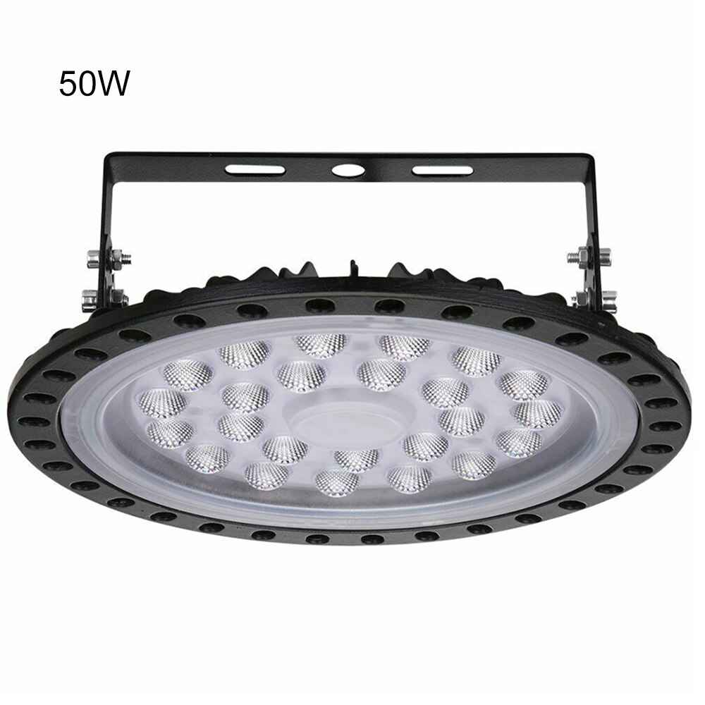 50/100w 220v ledet høy bukt lys lav bukt ufo pilsner industrilys til supermarked kontor parkeringsplass lampe 120 grader