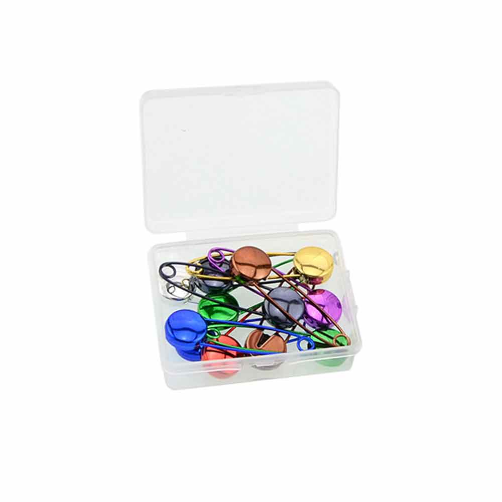 Mix 10pcs Safety Pin Stainless Steel Diaper Nappy Pins Safe Locking Baby Cloth Crafts Safety Pins with Storage Box Sewing Suppl: A