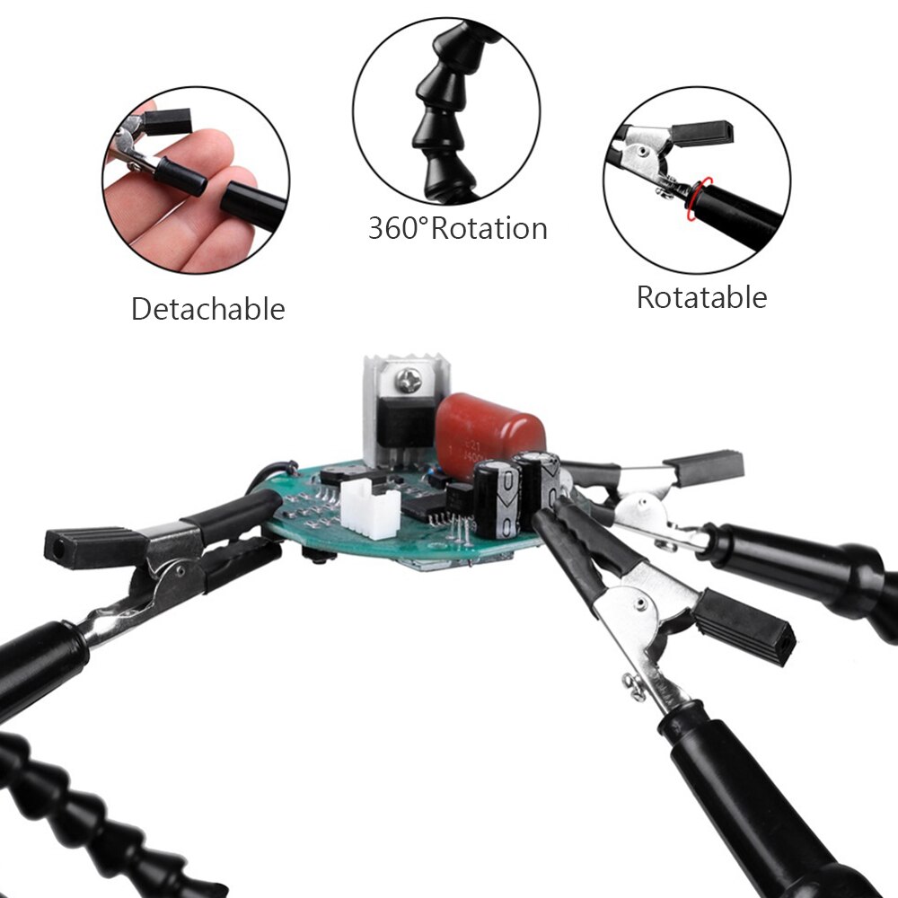 KKMOON – outil de soudage PCB avec 3 bras flexibles, Clips rotatifs et Base de pince de bureau Stable