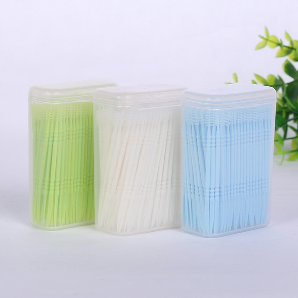 Premium 500pcs/pack Double Head Toothpicks Oral Dental Tooth Pick Floss Interdental Brush Disposable Oral Care Eco-Friendly