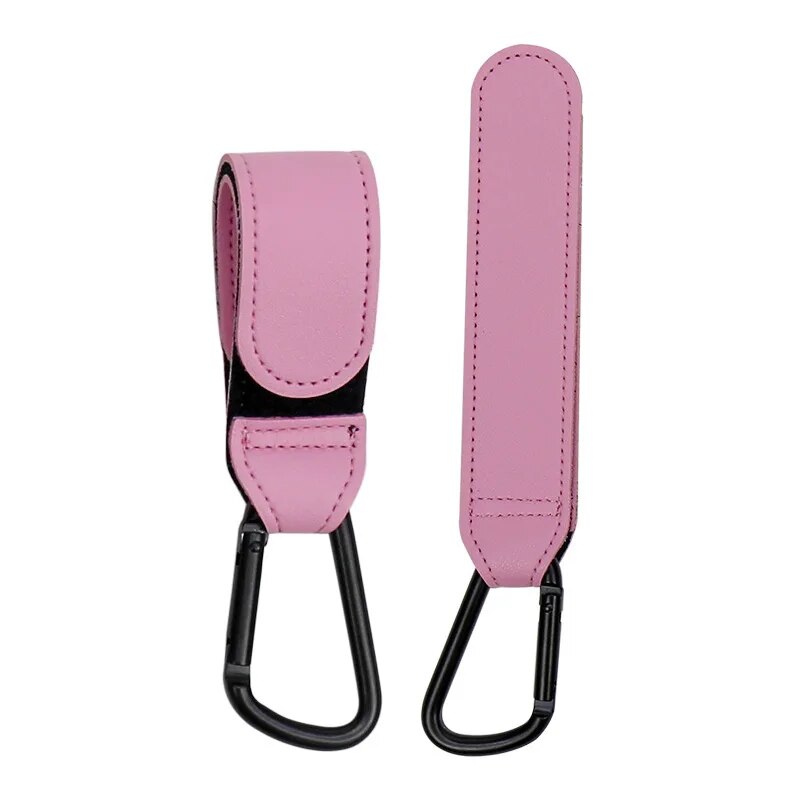 Kinderwagen Haken Baby Windel Tasche Haken Kinderwagen Organisieren PU Leder Einstellbare Kinderwagen Multi-funktion Haken Starke Lager: Rosa
