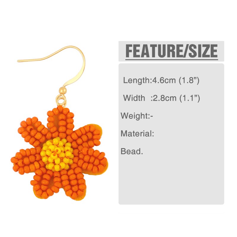 Handmade Green Beaded Daisy Sunflower Earrings For Women Multicolor Seed Bead Earrings Bohemian Jewelry erst90