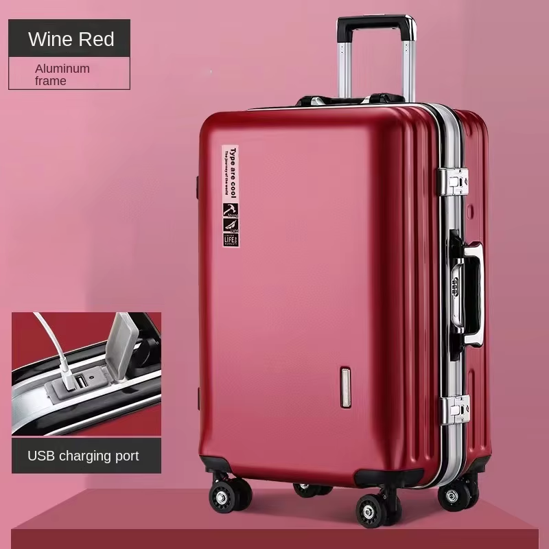 20 22 24 28 inch koffers op wielen Aluminium frame Handbagage Trip Cabine Trolley Reistas Wachtwoordslot Rits