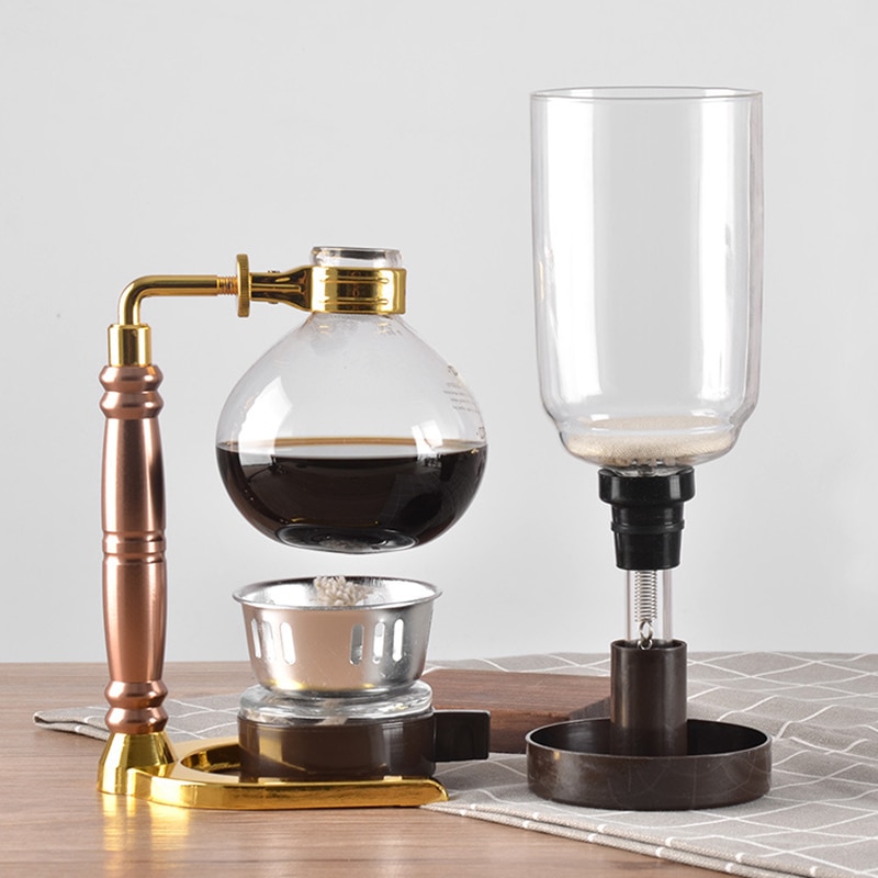 Cafetera de sifón de estilo japonés, tetera de sifón de té, cafetera de vacío de vidrio, filtro de máquina de café Kahve Makinas de 3 tazas y 5 tazas