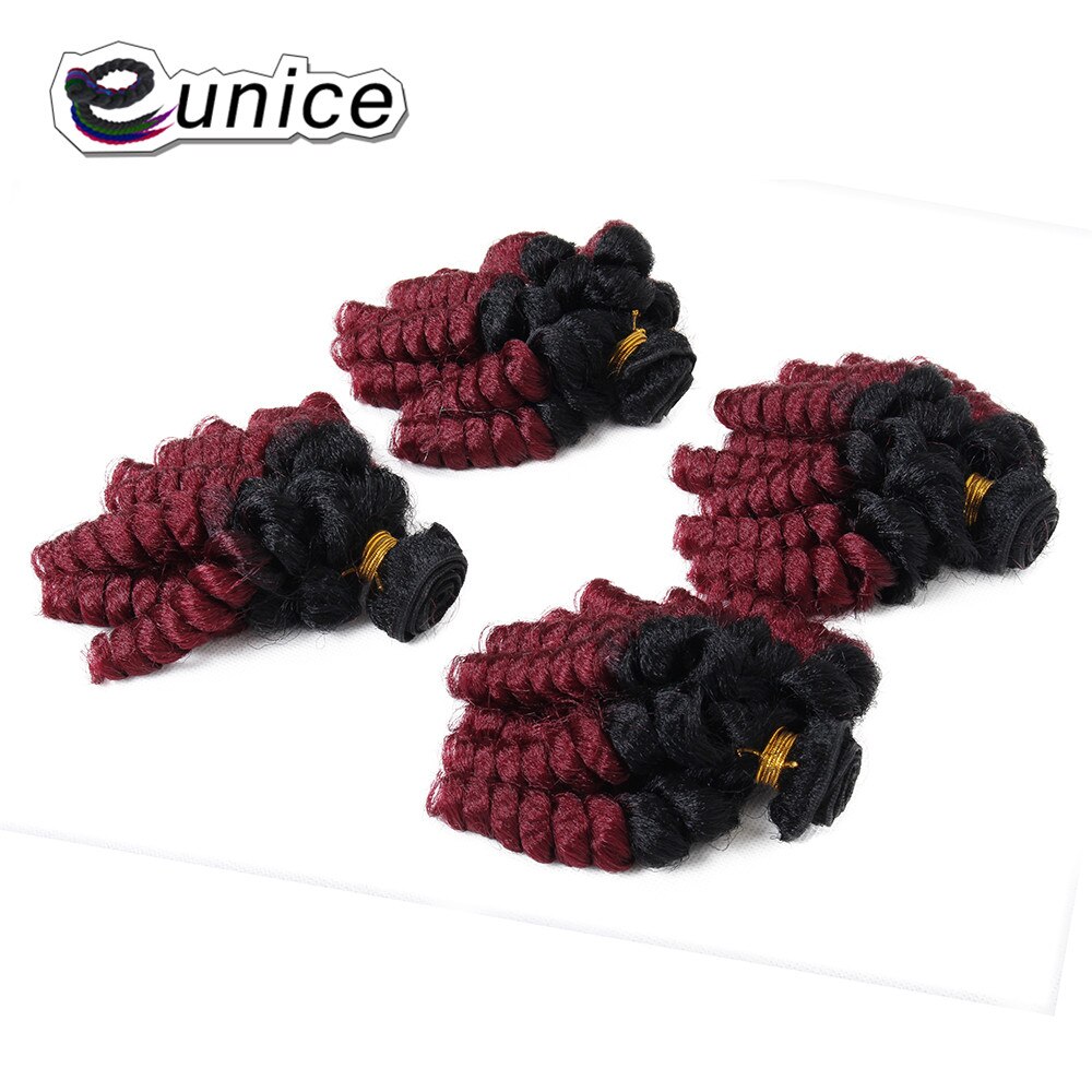 Eunice Funmi Curly Hair Bundles 4Pcs/Pack 18inch *4 Synthetic Hair Weave Ombre Color Grey/BUG/#30 Fiber Hair Extension