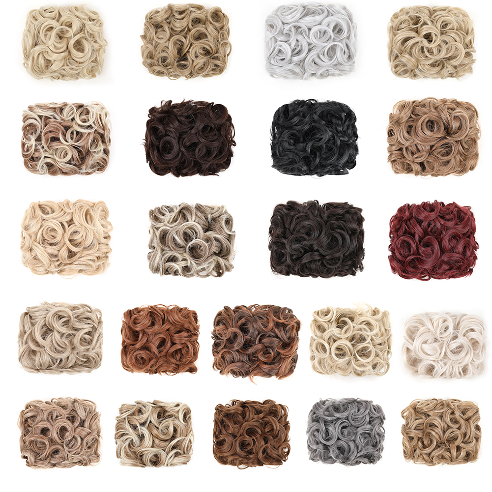 Coque bagunçado coque de cabelo premium sintético encaracolado prato de cabelo pentes de metal em elegante scrunchie bun extensão de cabelo para mulheres