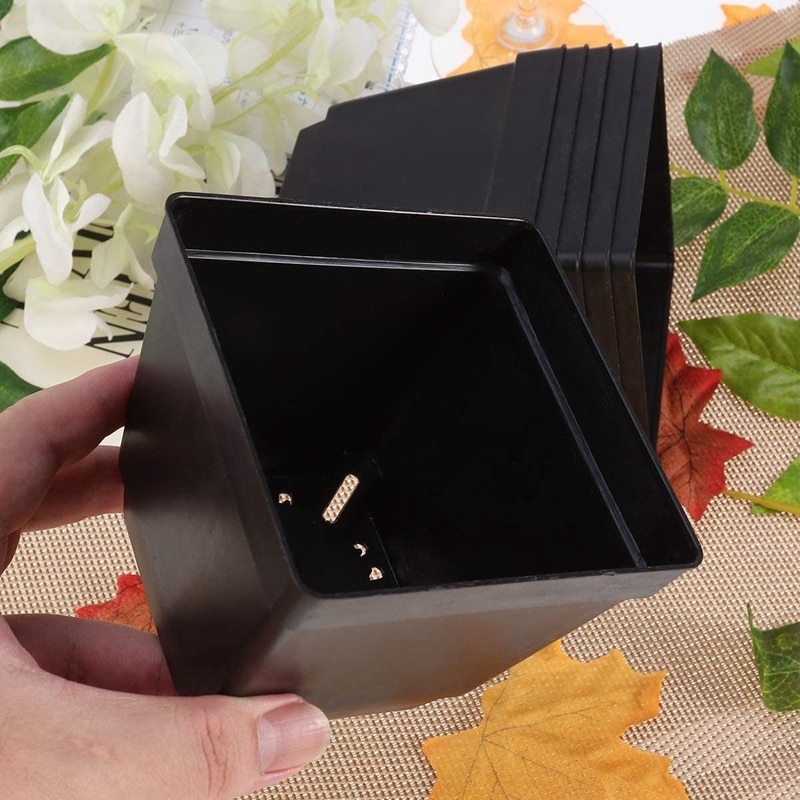 30 Pack 4Inch Black Square Plastic Plant Pots,Seedling Nursery Transplanting Planter Container for Garden
