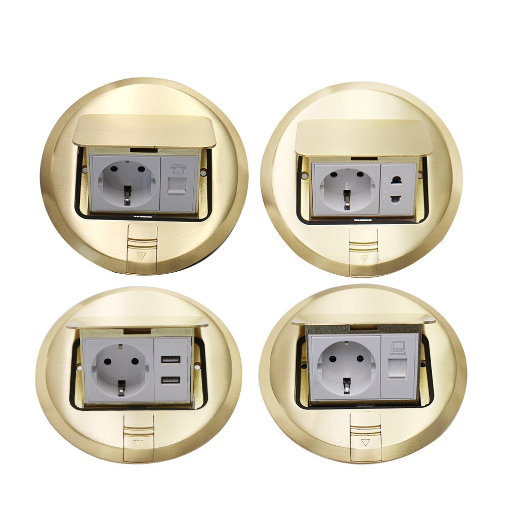 2y serier rund hurtig/langsom pop up eu standard gulvstik 10a usb internet telefonstik port al/cu alu-stik stikkontakter: Kobberlegering / Langsom pop op / Socket-internet