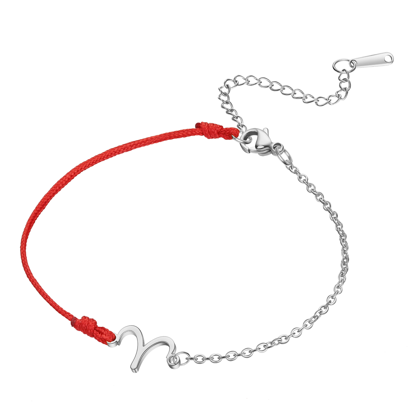 Zodiac Armband Rvs Hanger Armband Rope Chain Verstelbare Armband Voor Vrouwen Sieraden Bruidsmeisje: Imitation Rhodium Plated