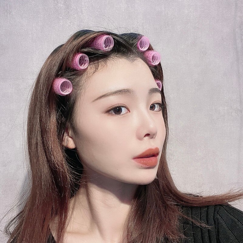 6 pçs/lote hairdressing uso doméstico diy magia grande rolos de cabelo auto-adesivo estilo rolo modelador ferramenta beleza