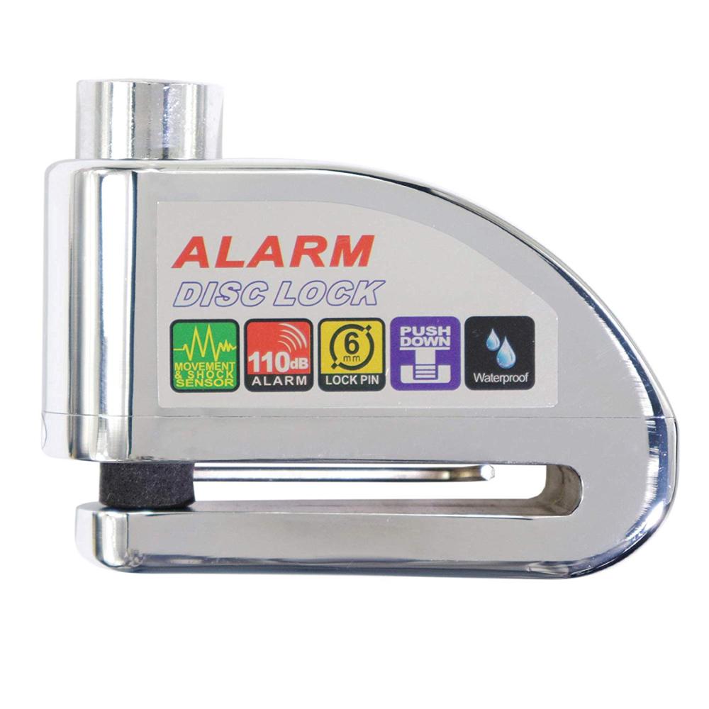 Zilveren Alarm Lock Anti-Diefstal Slot Disc Lock Alarm Motorfiets Alarm Hangslot Met 110db Alarm Geluid Voor Motorfietsen Fietsen
