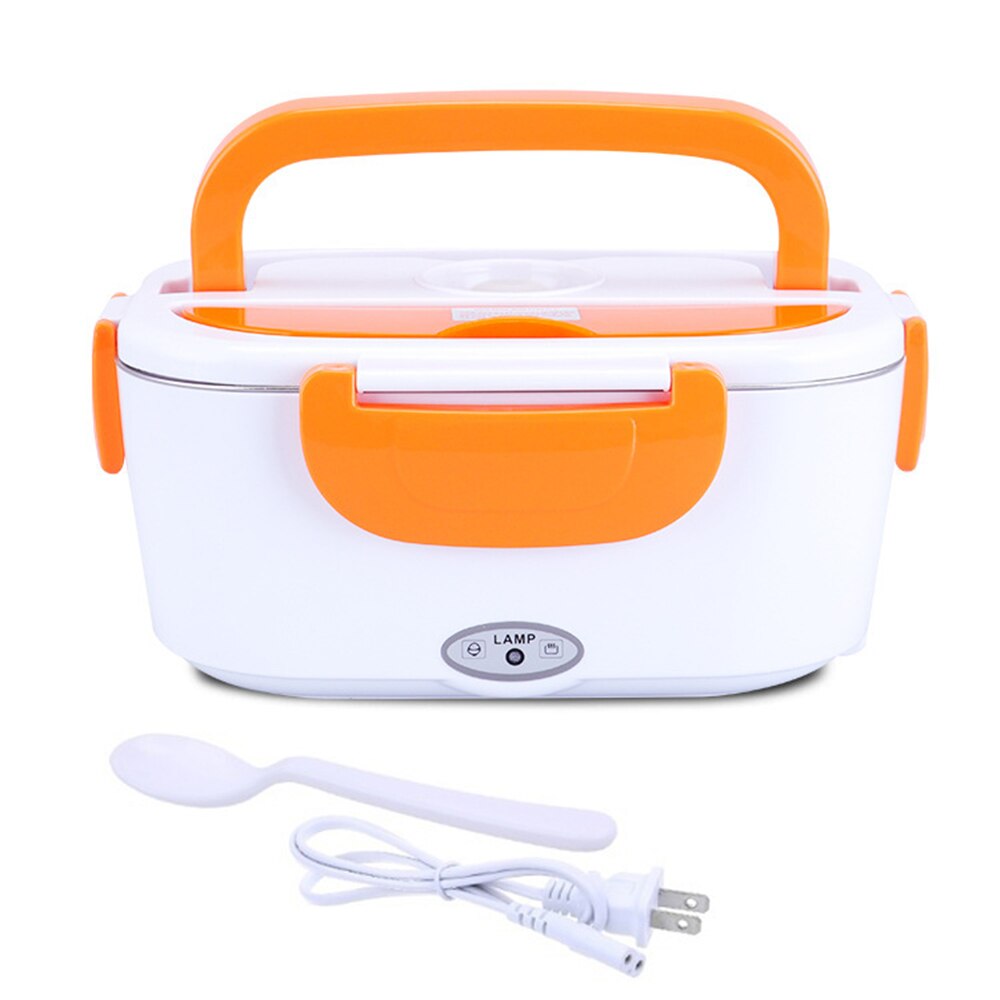 Fiambrera eléctrica portátil para coche de 1,5 L, contenedor de almacenamiento de alimentos, calentador, fiambrera USB de 40W 110V, fiambrera electrónica: Naranja