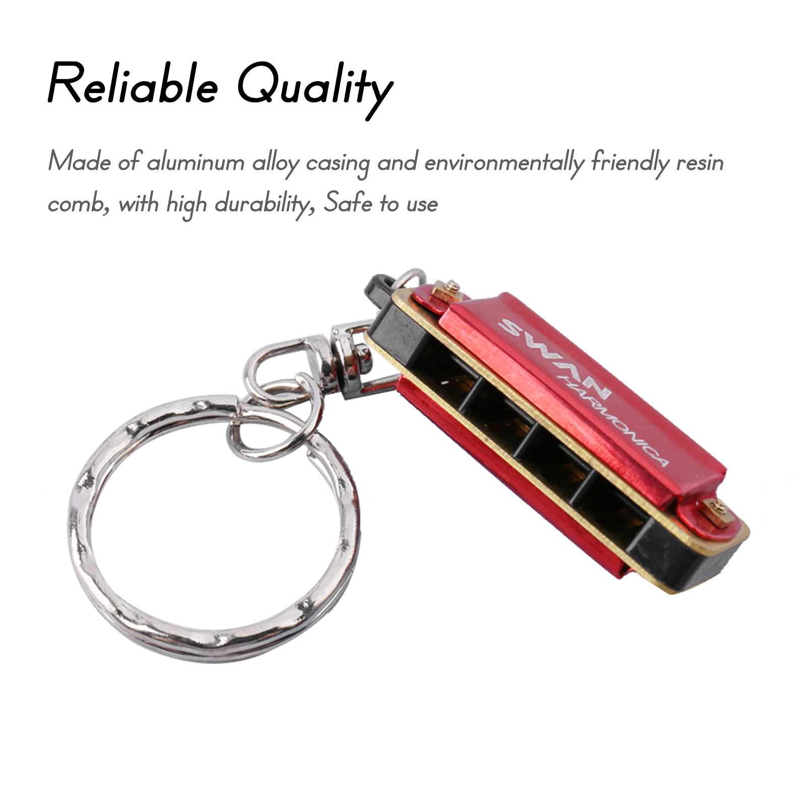 Zwaan Sleutelhanger Harmonica 4 Gaten 8 Tones Sleutel Van C Kleine Harmonica Opknoping Decoratie Mini Muziek Instrument Voor Beginners Studenten: Rood