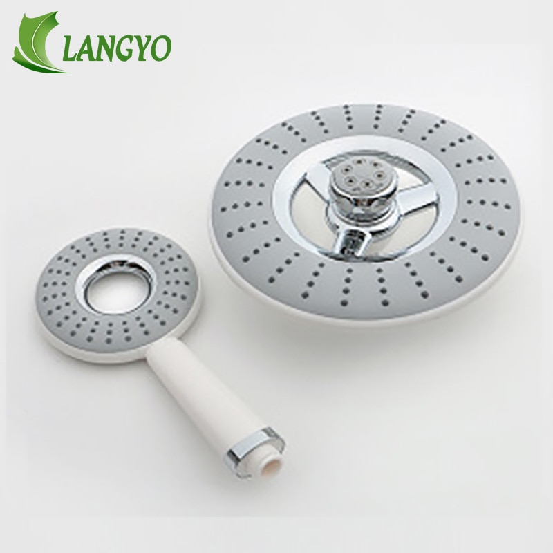 LANGYO Chrome Shower Head Bathroom ABS Plastic Shower Faucet Gray Rainfall Shower Nozzle With Shower Hand