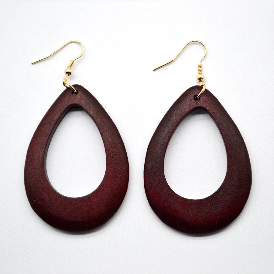 Yuluch 2018 nova moda nova personalidade brincos de madeira para as mulheres do vintage simples jóias para meninas festa presente arte acessórios: Wine red