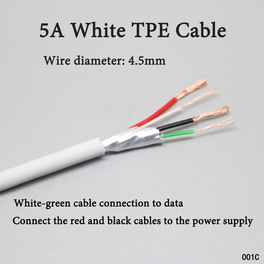 20 metros de cable de 4 hilos blanco negro cable de datos cable USB cable de USB Micro de tipo C macho de cable de datos cable de alimentación para teléfono carga de tablet c