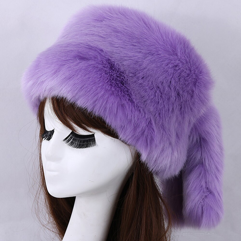 Vrouwen Hoeden In Winter Thicken Warm Faux Vos Bontmuts Russische Outdoor Ski Cap Mode Zachte Comfortabele Casual Herfst Winter hoed: Paars