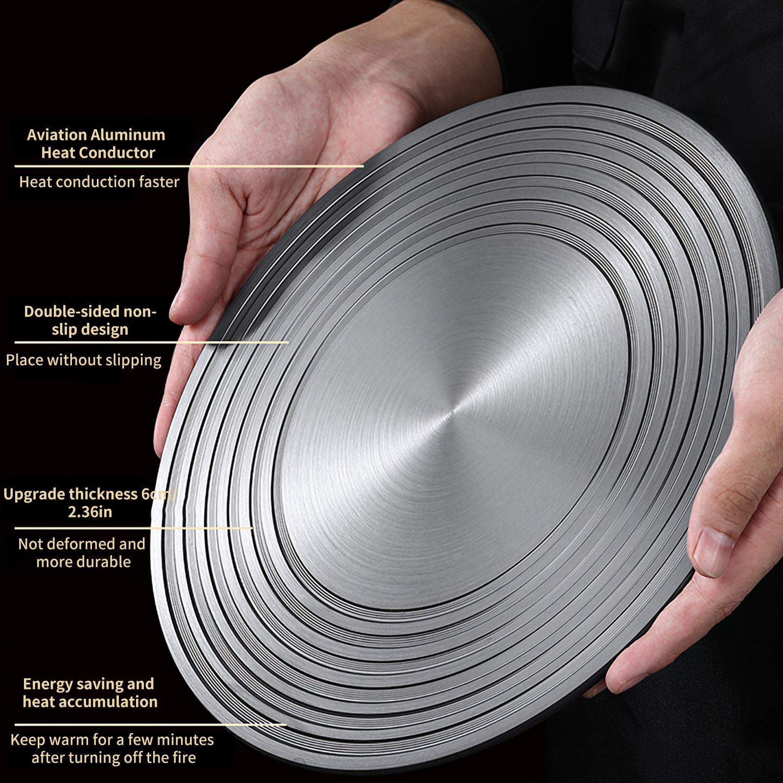 Aluminum Alloy Heat Induction Heat Spreader Heat Conduction Plate Anti-Slip Round Thawing Board Heat Diffuser for Kitchen Pot