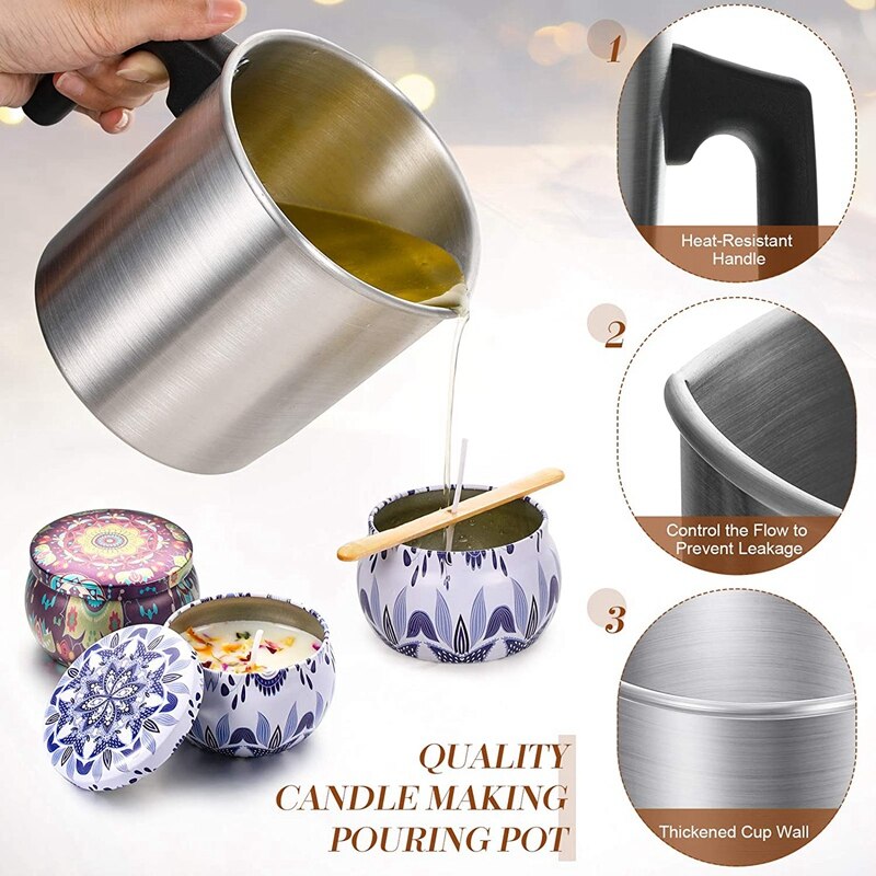 Candle Making Kit,Candle Making Pouring Pot,Candle Containers Candle Wicks,Candle Wicks Holder for DIY Candles Making