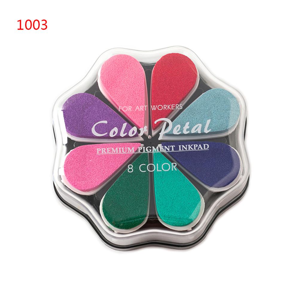 Cute 8 Colors Water Petal Ink Pad Stamp DIY Finger Painting Craft Kids Student Stationeries