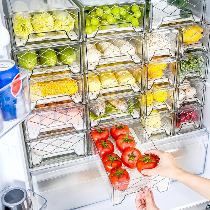 Kitchen Fridge Storage Organizers Drawer Refrigerator Baskets Rack Organizer Eggs Fruit Fridge Storage Shelf Kitchen Accessories