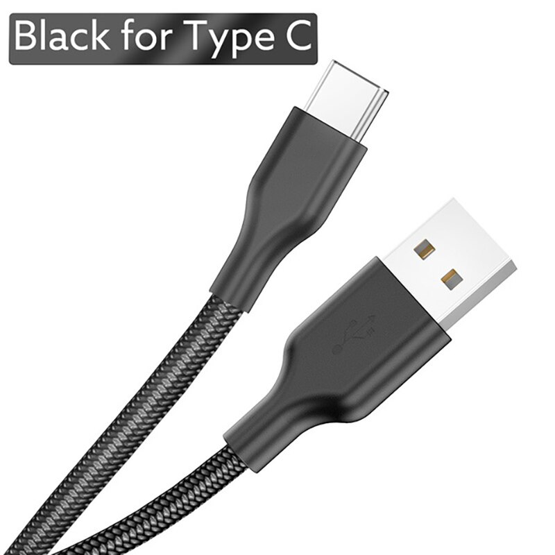 1m 2m tipo c cabo para huawei p30 pro carregamento rápido do telefone fio usb c cabo para samsung s9 s8 s10 tipo c 3a carregador: Type-C Black / 1m