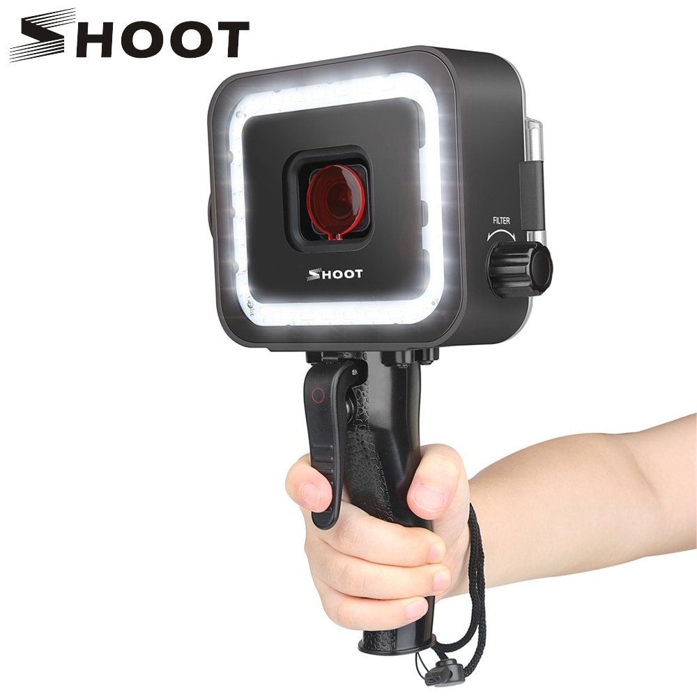 Schieten 40M Led Onderwater Lamp Duiken Licht Voor Gopro Hero 7 6 5 Black Video Flash Vullen Lichten Waterdicht case Rood Filter Trigger